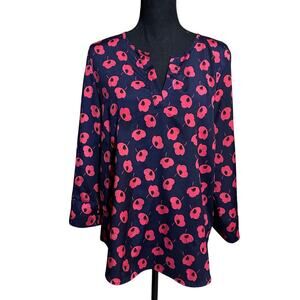 41 Hawthorn Poppy Print Popover Top Blouse Women's M Medium